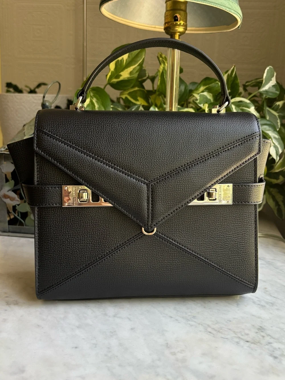 NWOT Henri Bendel Uptown Black Satchel with Detachable Shoulder Strap - Picture 2 of 8